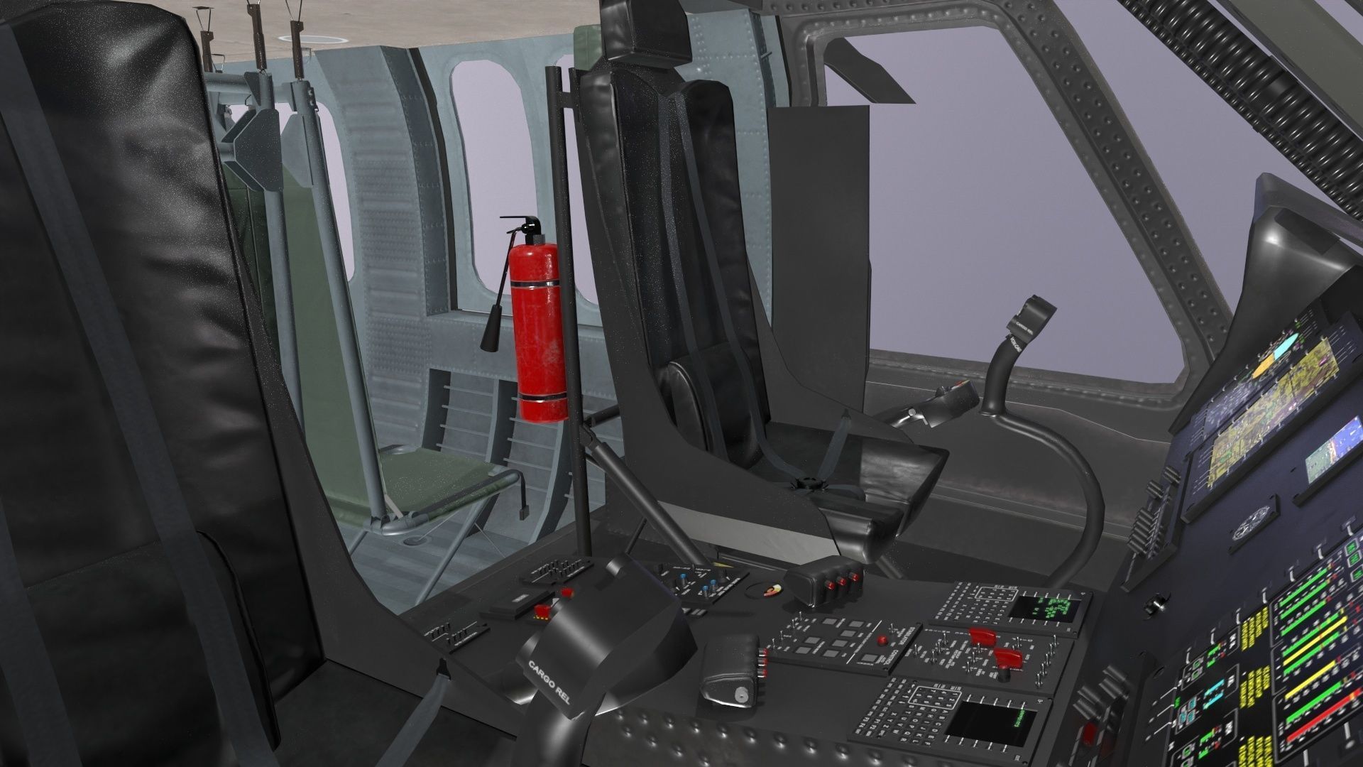 UH-60 Black Hawk Dark Static Low-poly 3D model_19