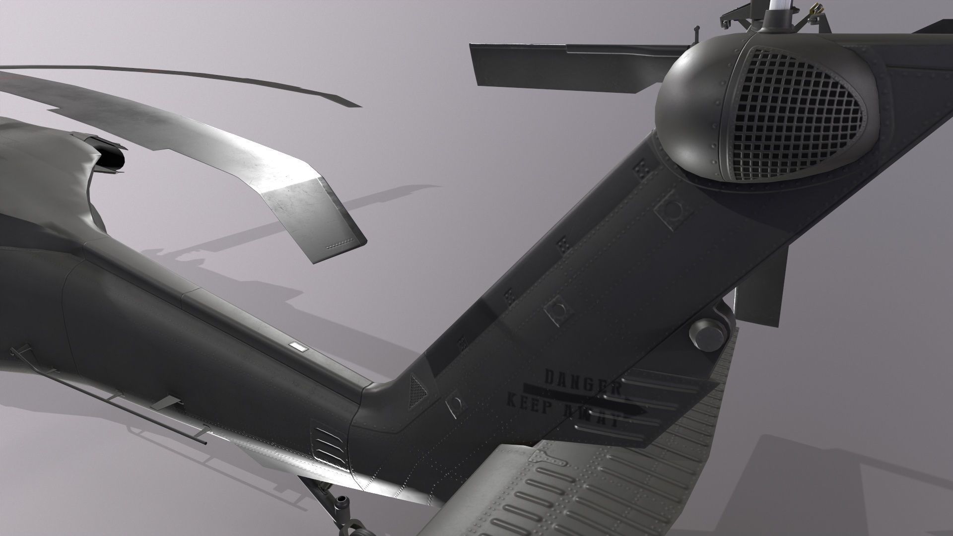 UH-60 Black Hawk Dark Static Low-poly 3D model_9
