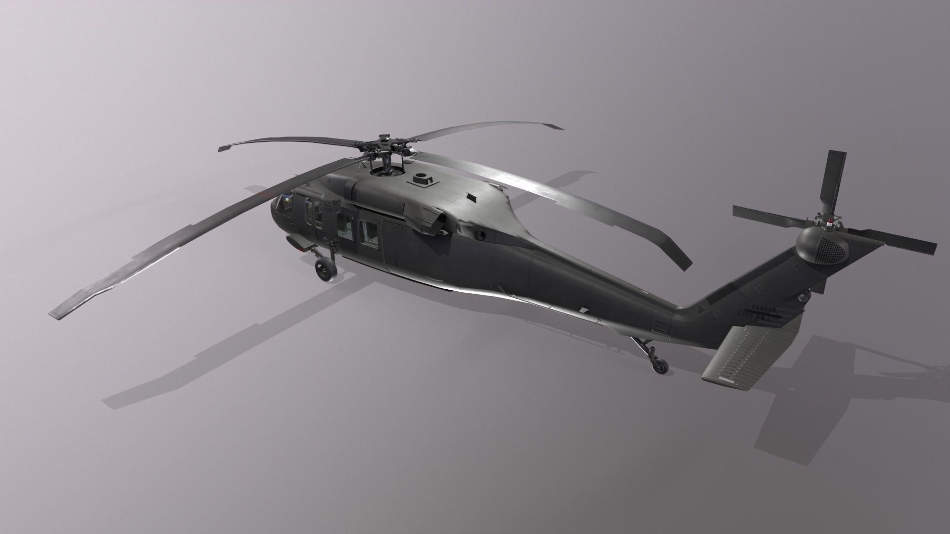 UH-60 Black Hawk Dark Static Low-poly 3D model_3