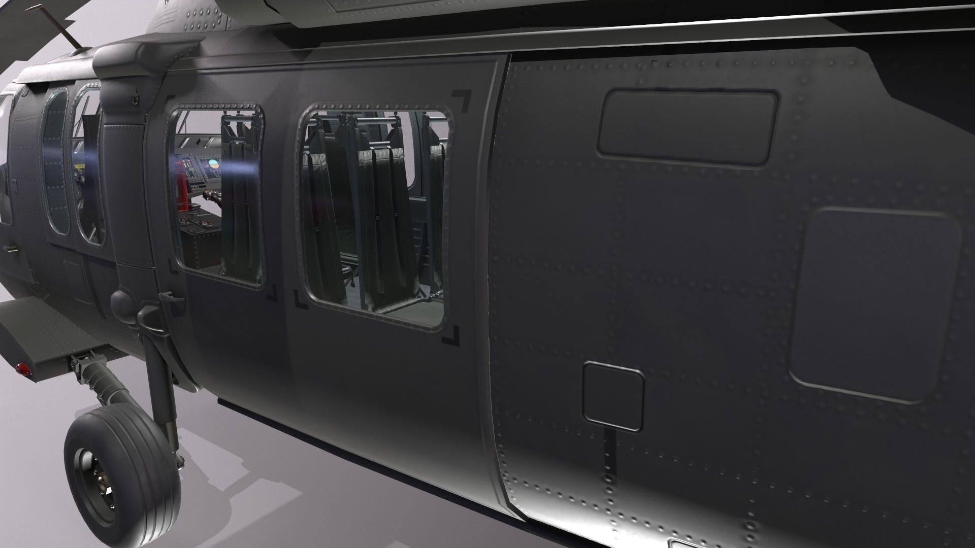 UH-60 Black Hawk Dark Static Low-poly 3D model_7