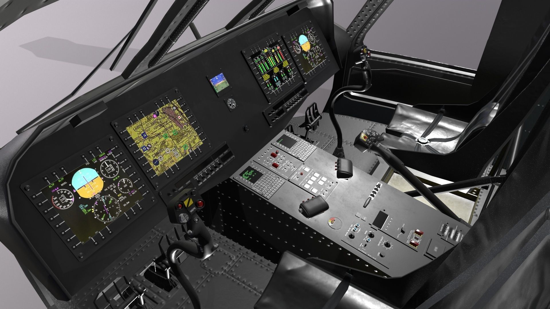 UH-60 Black Hawk Dark Static Low-poly 3D model_17