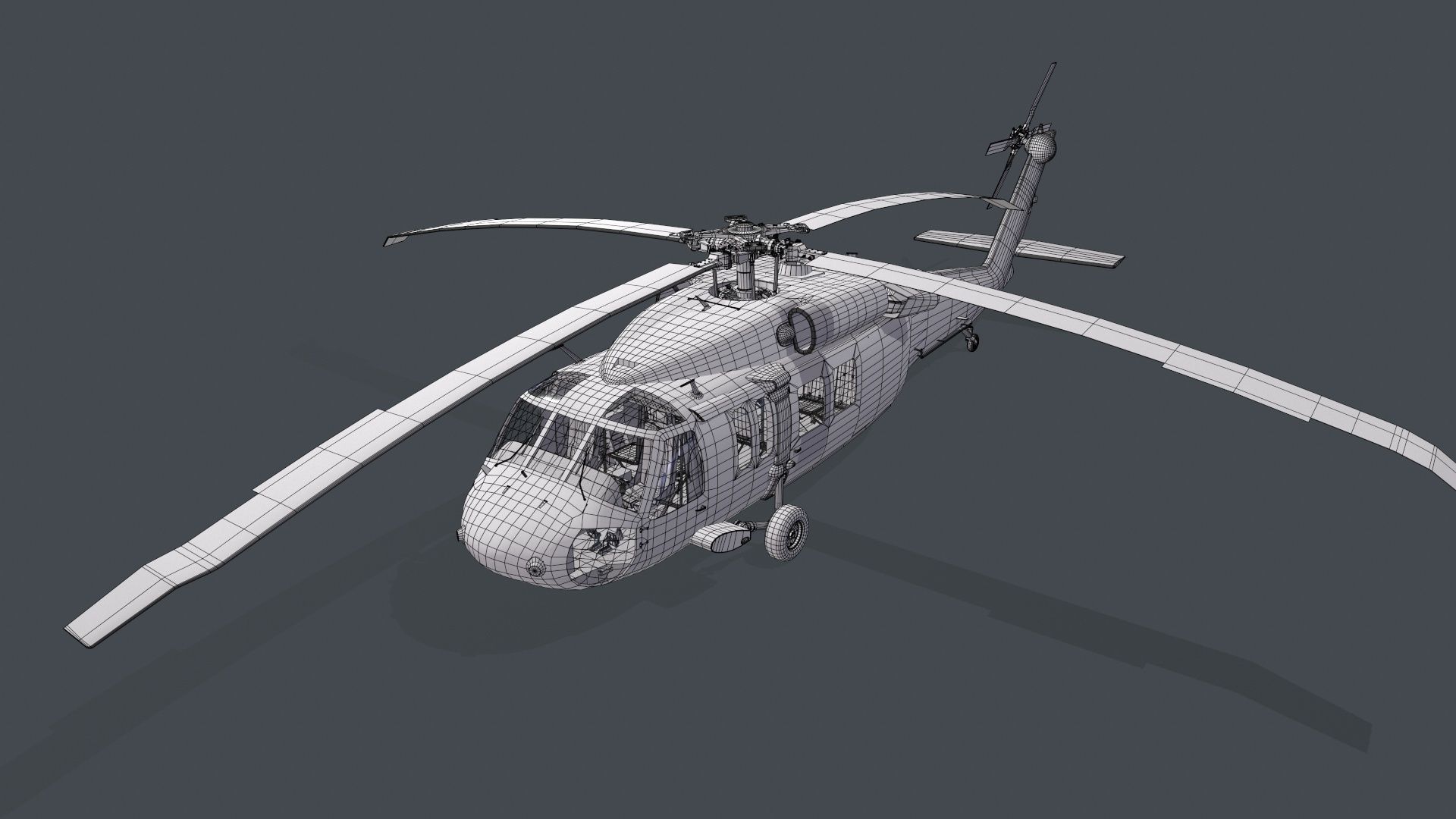 UH-60 Black Hawk Dark Static Low-poly 3D model_22