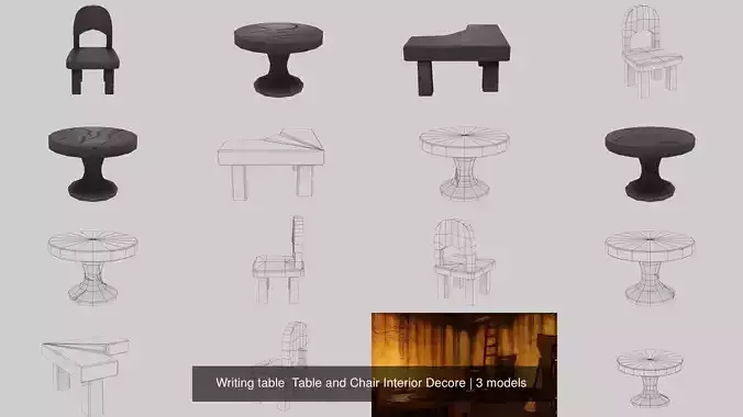 Writing table  Table and Chair Interior Decore