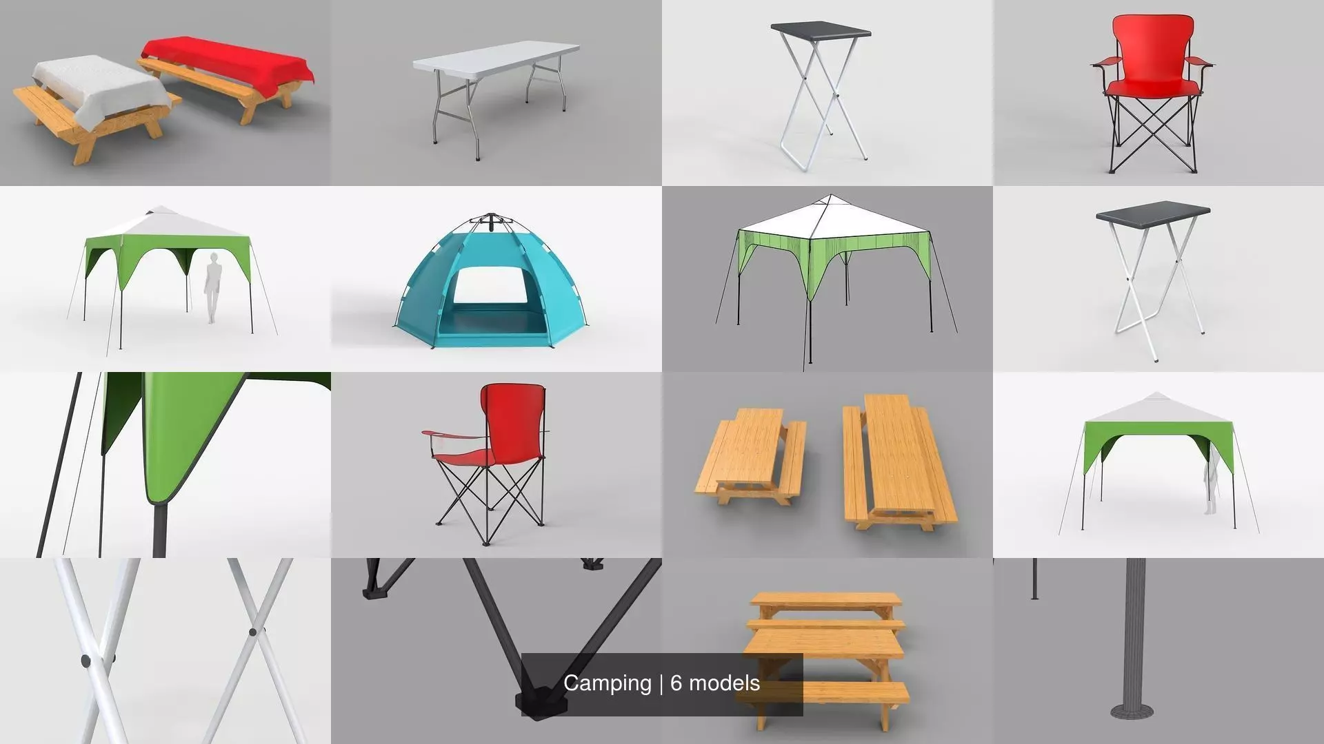 Camping folding table with top 3D Model Collection_0