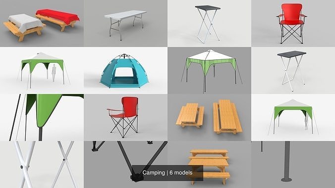 Camping folding table with top 3D Model Collection