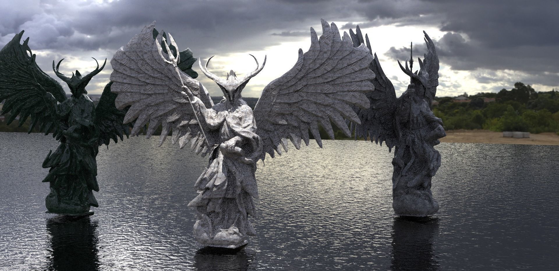Angel of the Ocean front 3D model_1