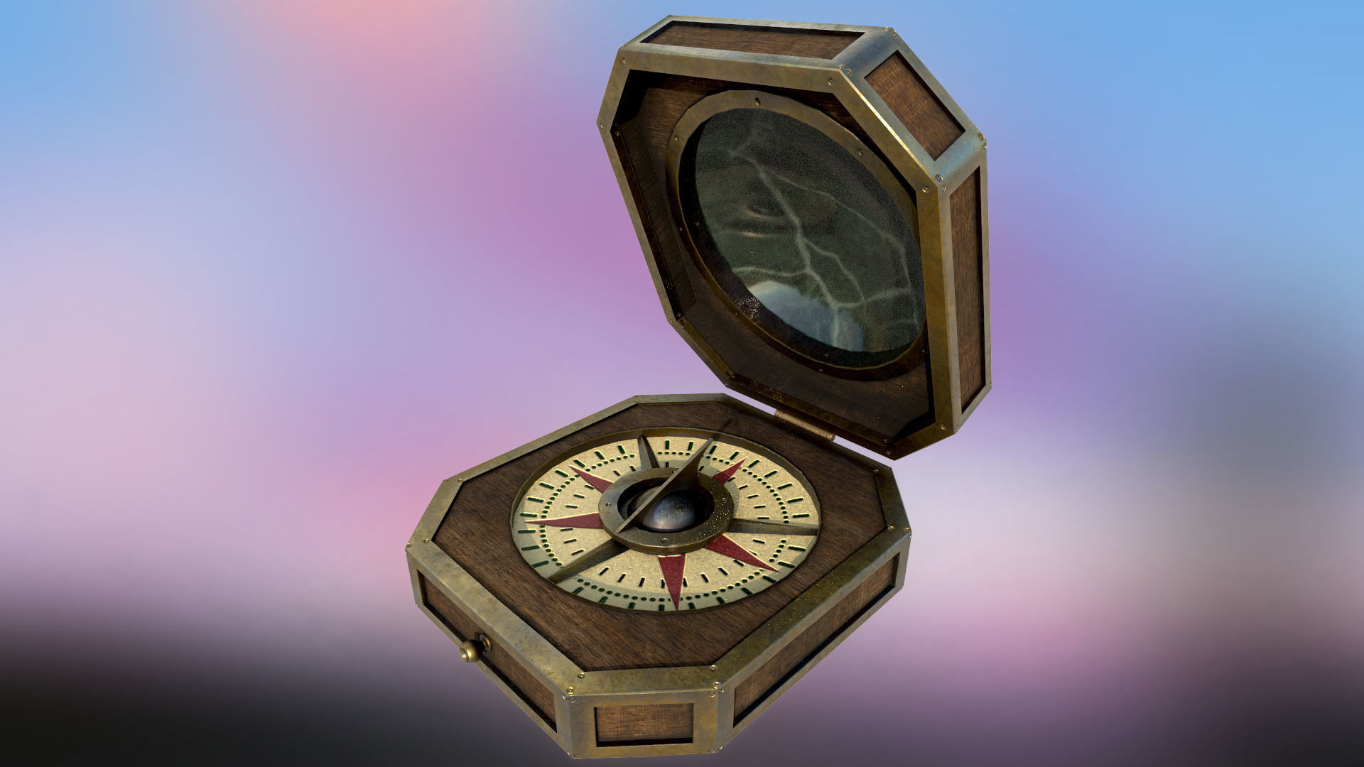 Vintage compass PBR low-poly 3D model Low-poly 3D model_1