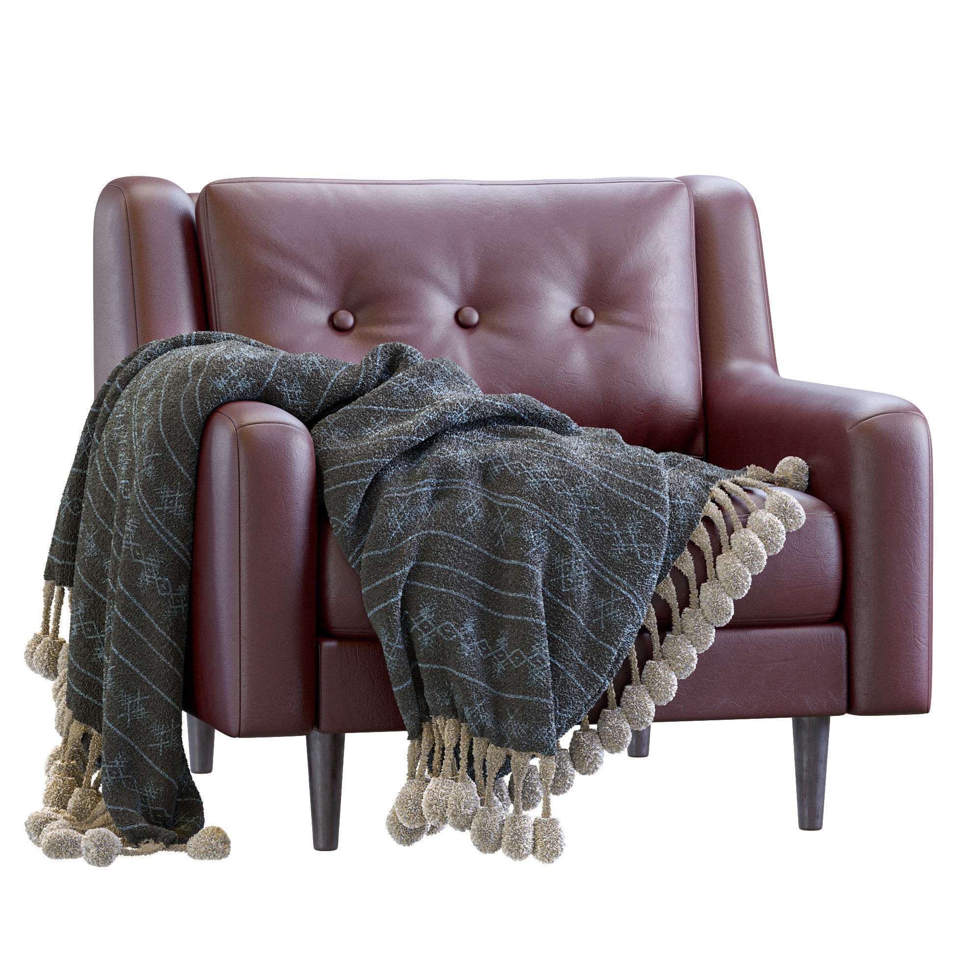 Leather Armchair Crosby By West Elm 3D model_10