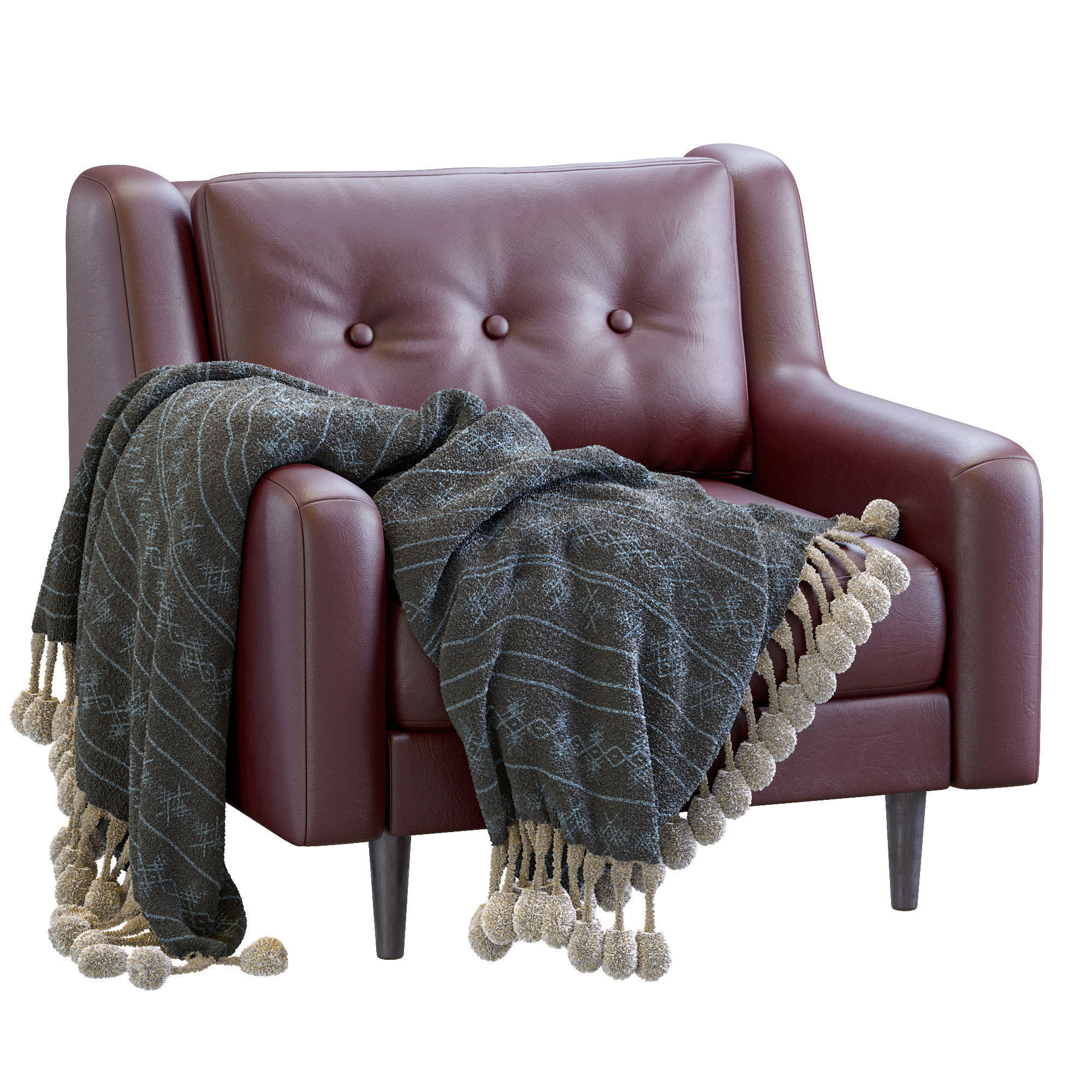 Leather Armchair Crosby By West Elm 3D model_13