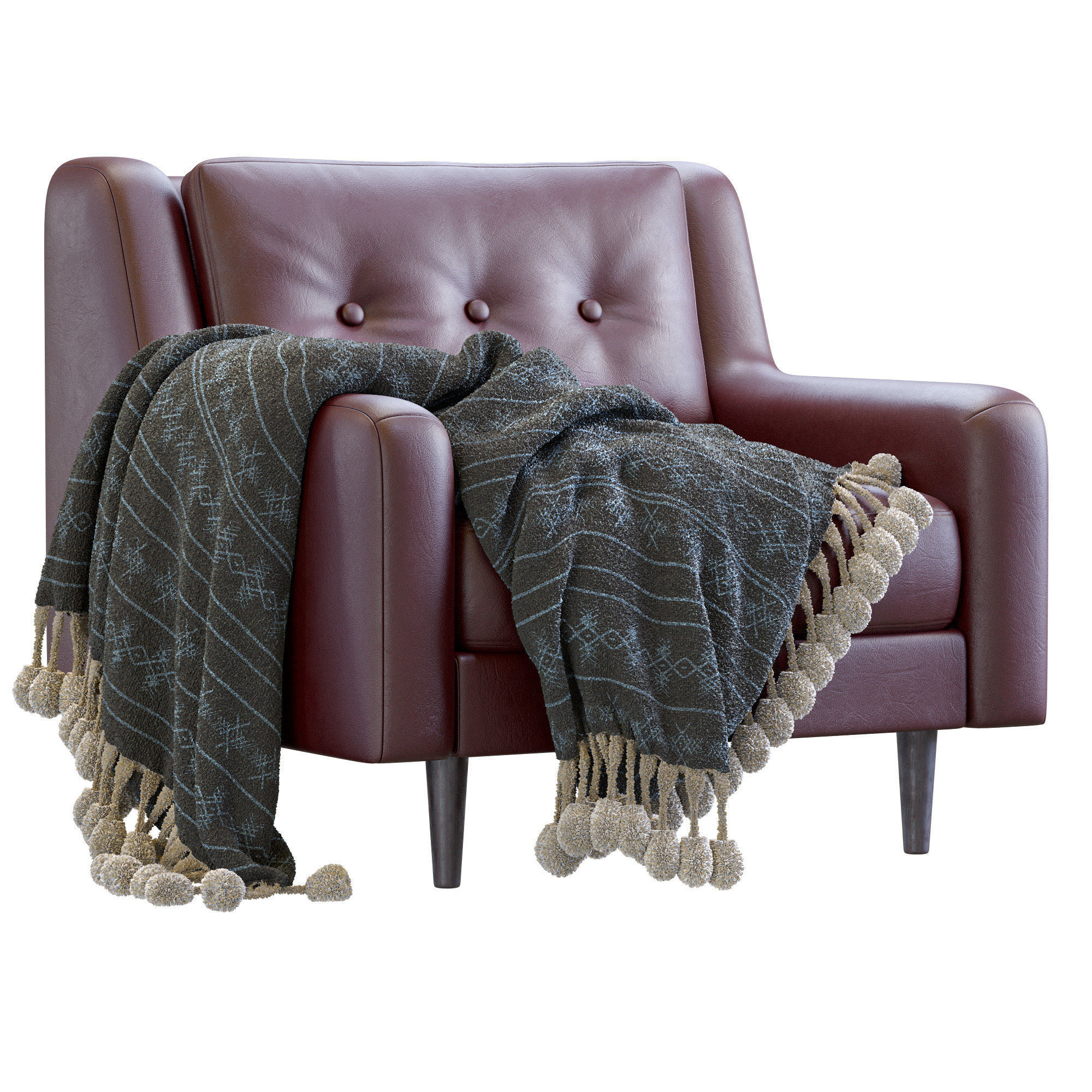 Leather Armchair Crosby By West Elm 3D model_5