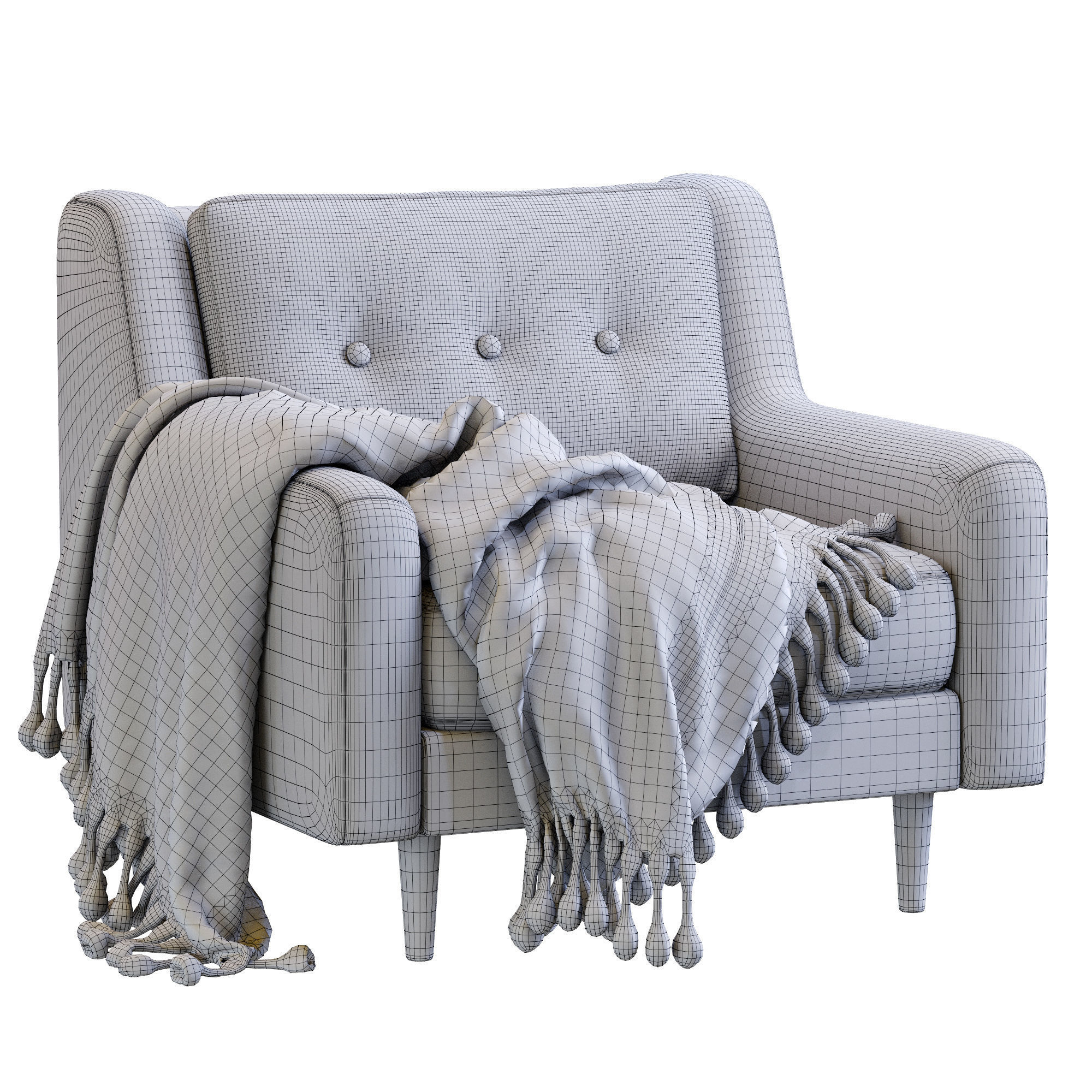 Leather Armchair Crosby By West Elm 3D model_9