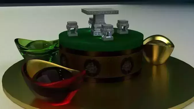 Chinese stone table set with yuanbao 