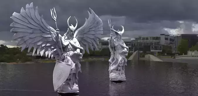 Waterfront Angel with different helmets 3 designs