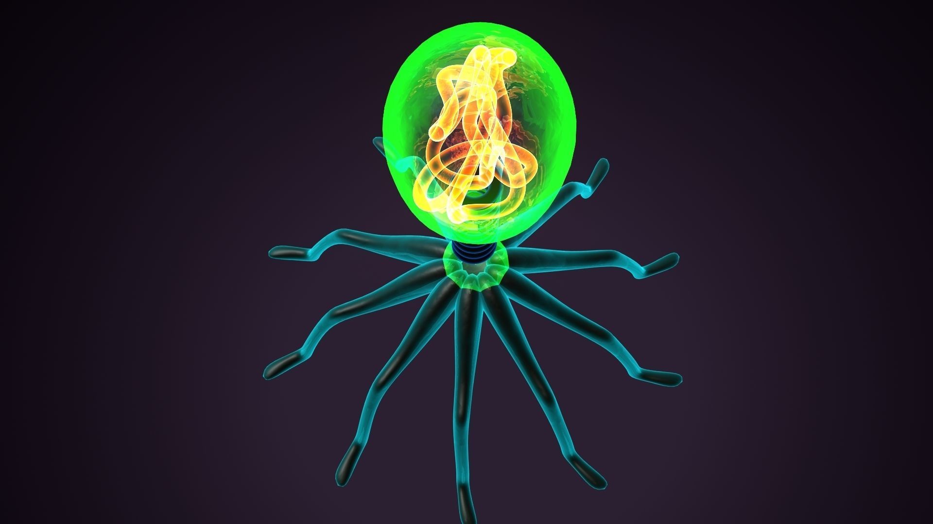 Bacteriophage glow in plant 3D model_3