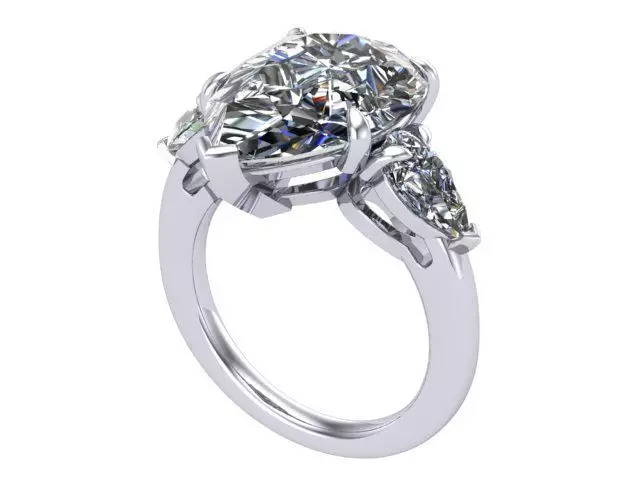 Three Stone Diamond Ring 3D print model_0