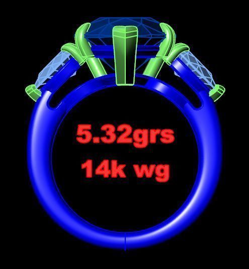 Three Stone Diamond Ring 3D print model_4