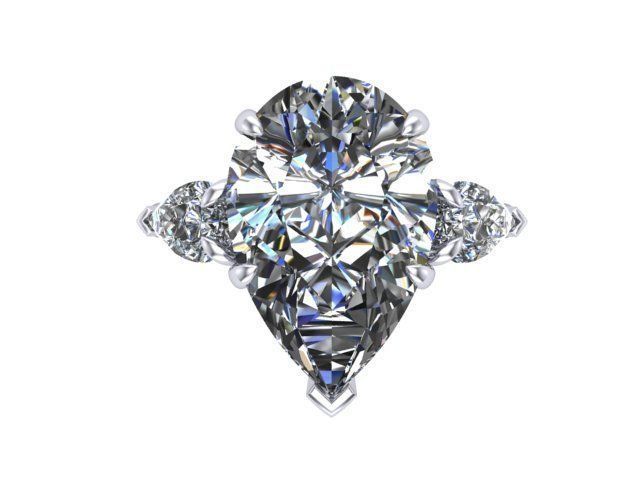 Three Stone Diamond Ring 3D print model_1