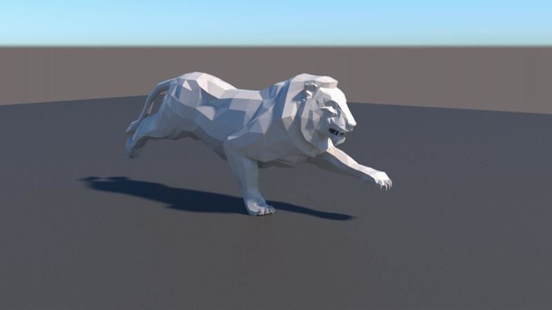 lowpoly lion Low-poly 3D model_7