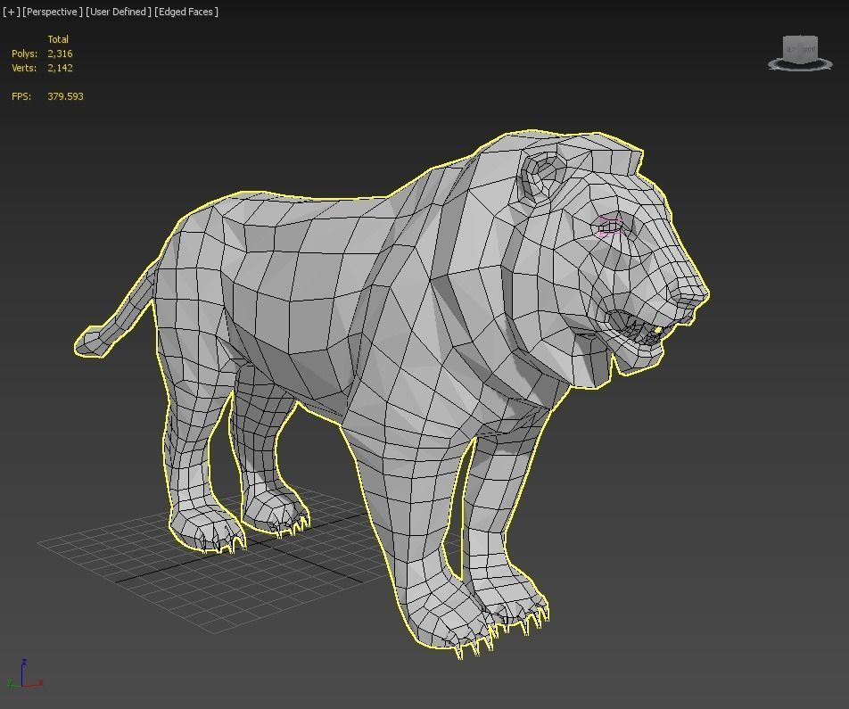 lowpoly lion Low-poly 3D model_3