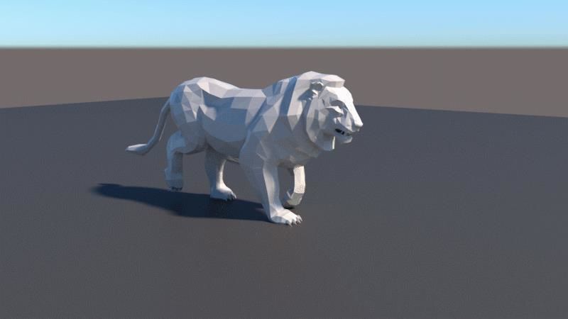 lowpoly lion Low-poly 3D model_2