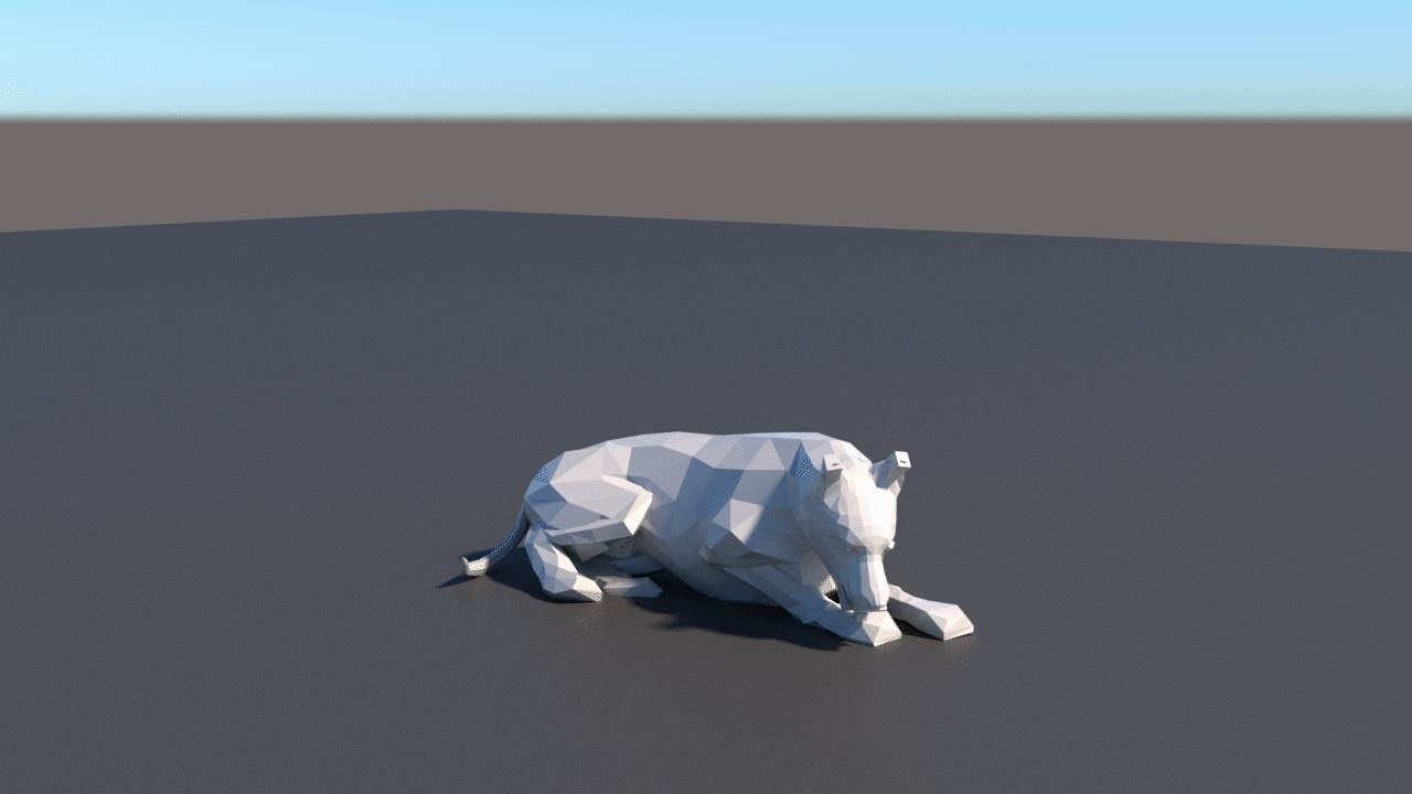 lowpoly dog wolf Low-poly 3D model_7