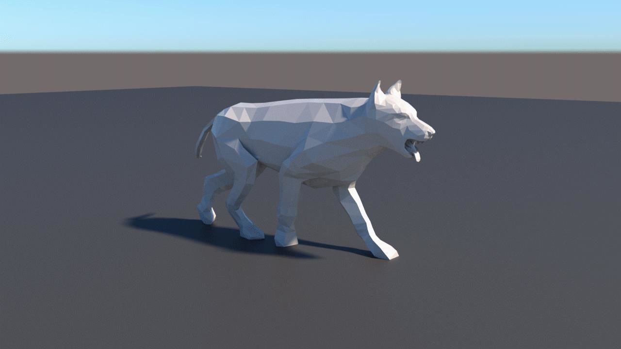 lowpoly dog wolf Low-poly 3D model_4