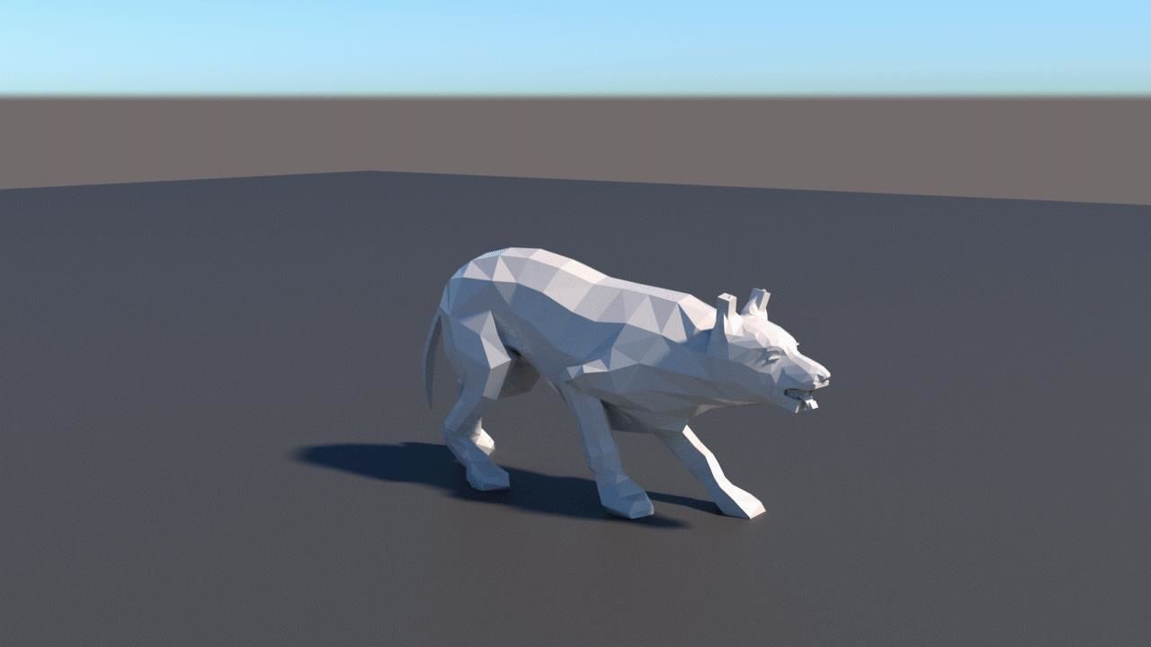 lowpoly dog wolf Low-poly 3D model_2