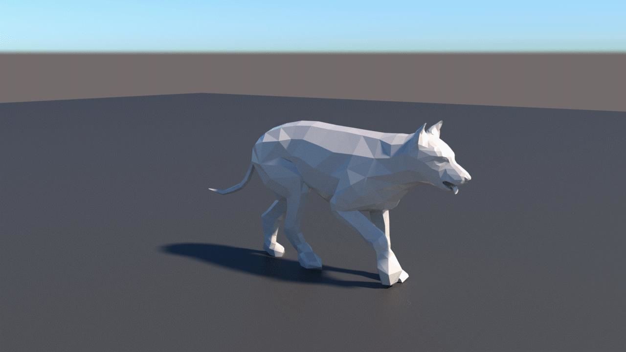 lowpoly dog wolf Low-poly 3D model_6