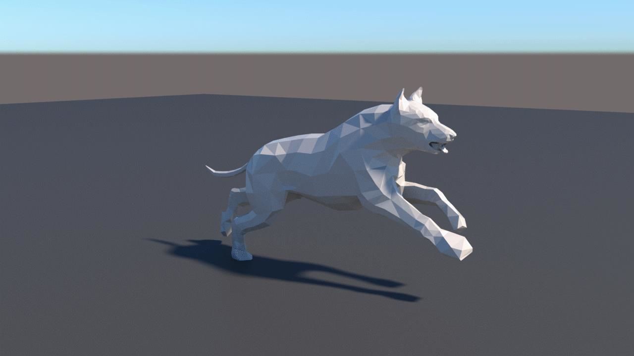 lowpoly dog wolf Low-poly 3D model_5