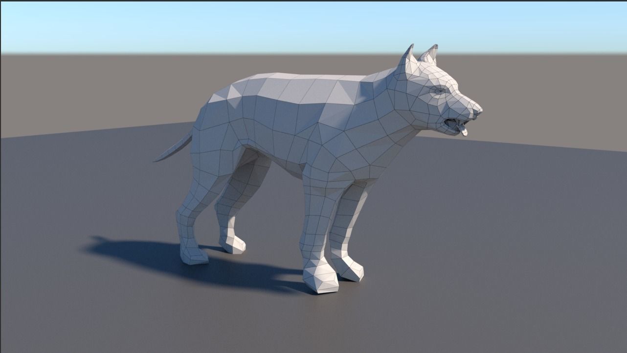 lowpoly dog wolf Low-poly 3D model_11