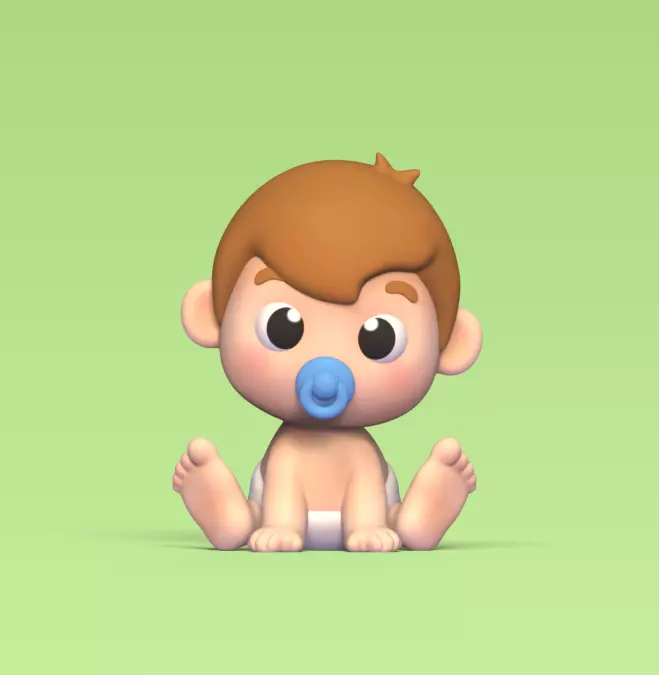 Cute Sitting Baby 3D print model