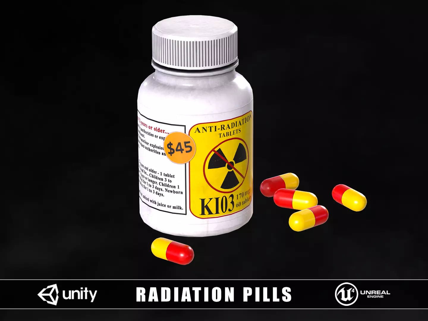 Radiation Pills Low-poly 3D model_0