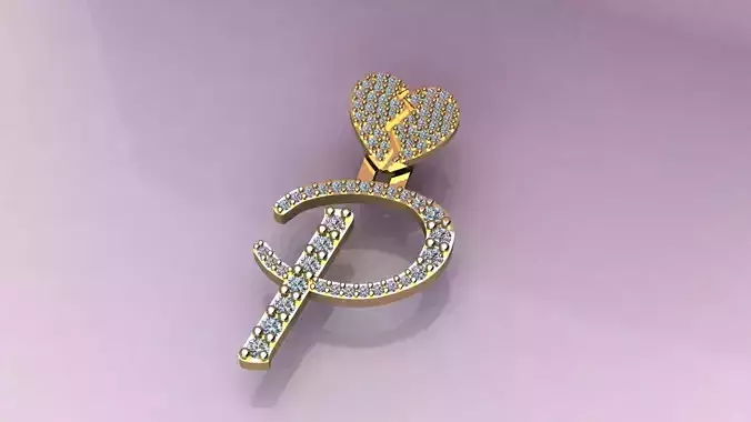 Custom P letter pendant with diamonds