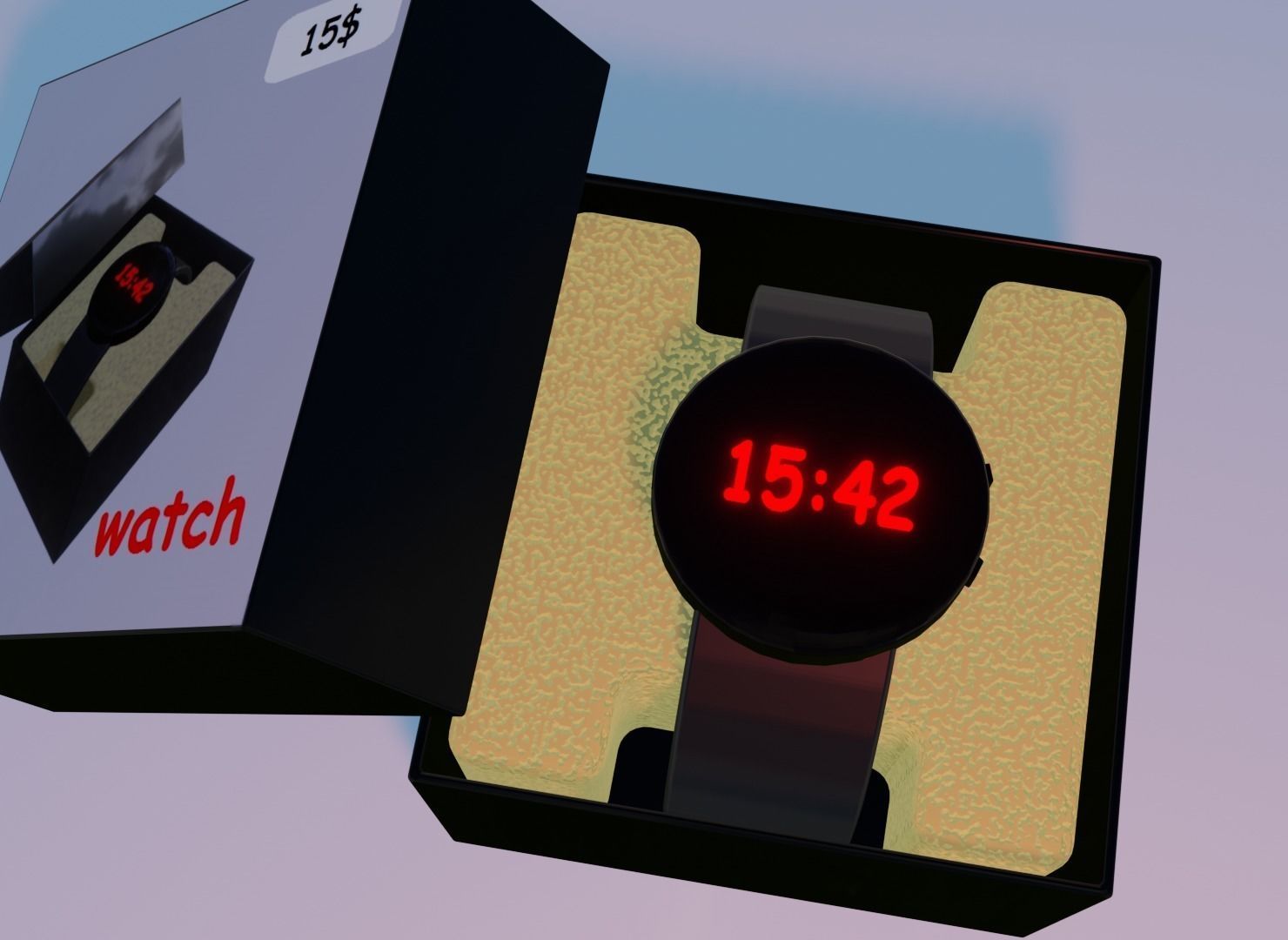electronic smart watch with box Free low-poly 3D model_3