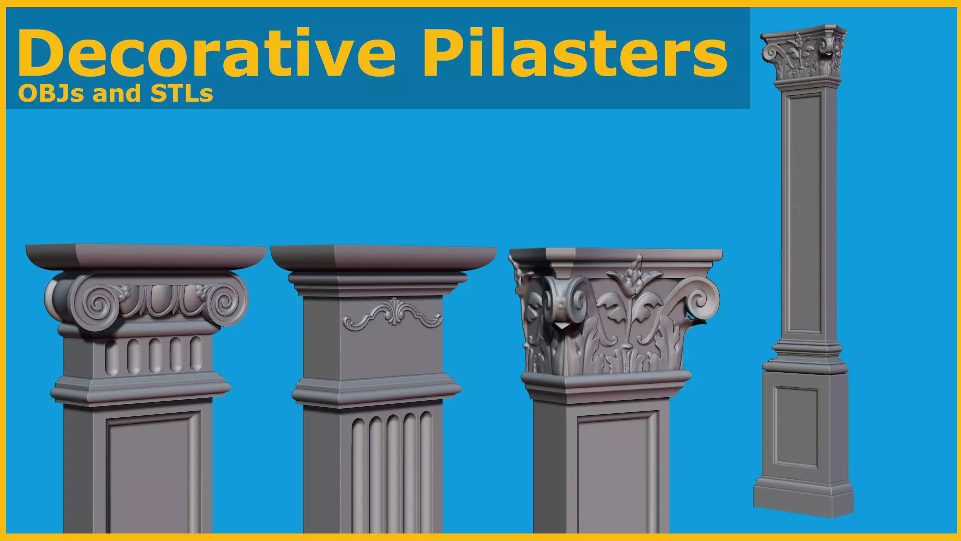 Decorative pilasters 3D model_0