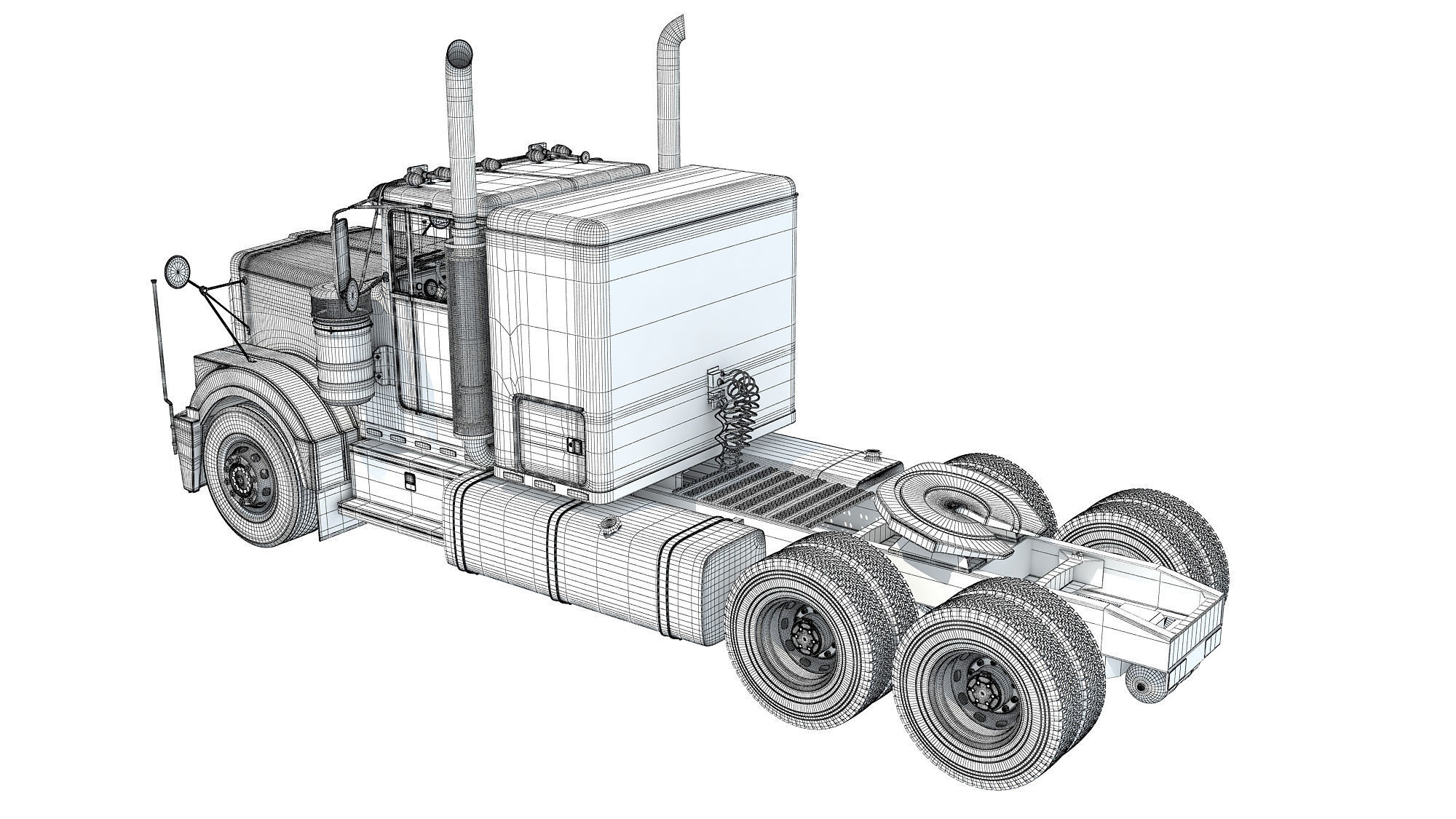 Semi Truck 3D model_16