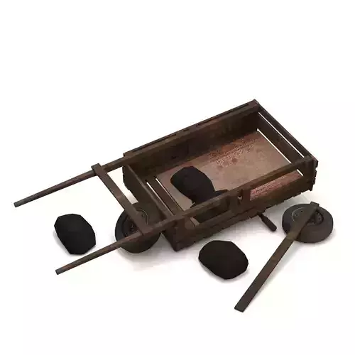 Low Poly Donkey Cart 03 - Game Ready Vehicle 