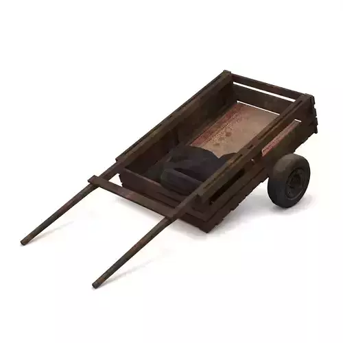 Low Poly Donkey Cart 02 - Game Ready Vehicle 