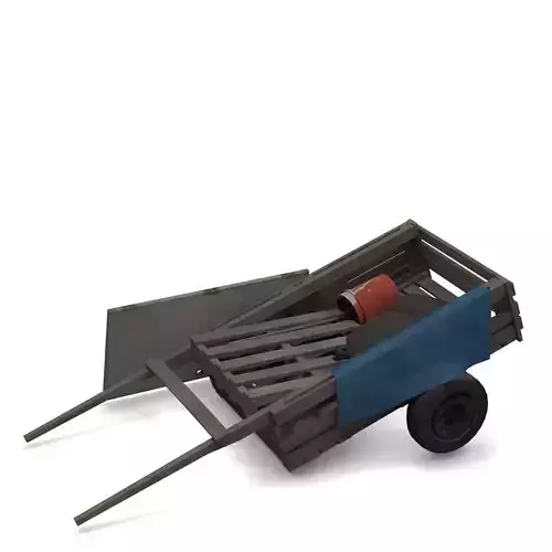 Low Poly Donkey Cart 1 - Game Ready Vehicle 