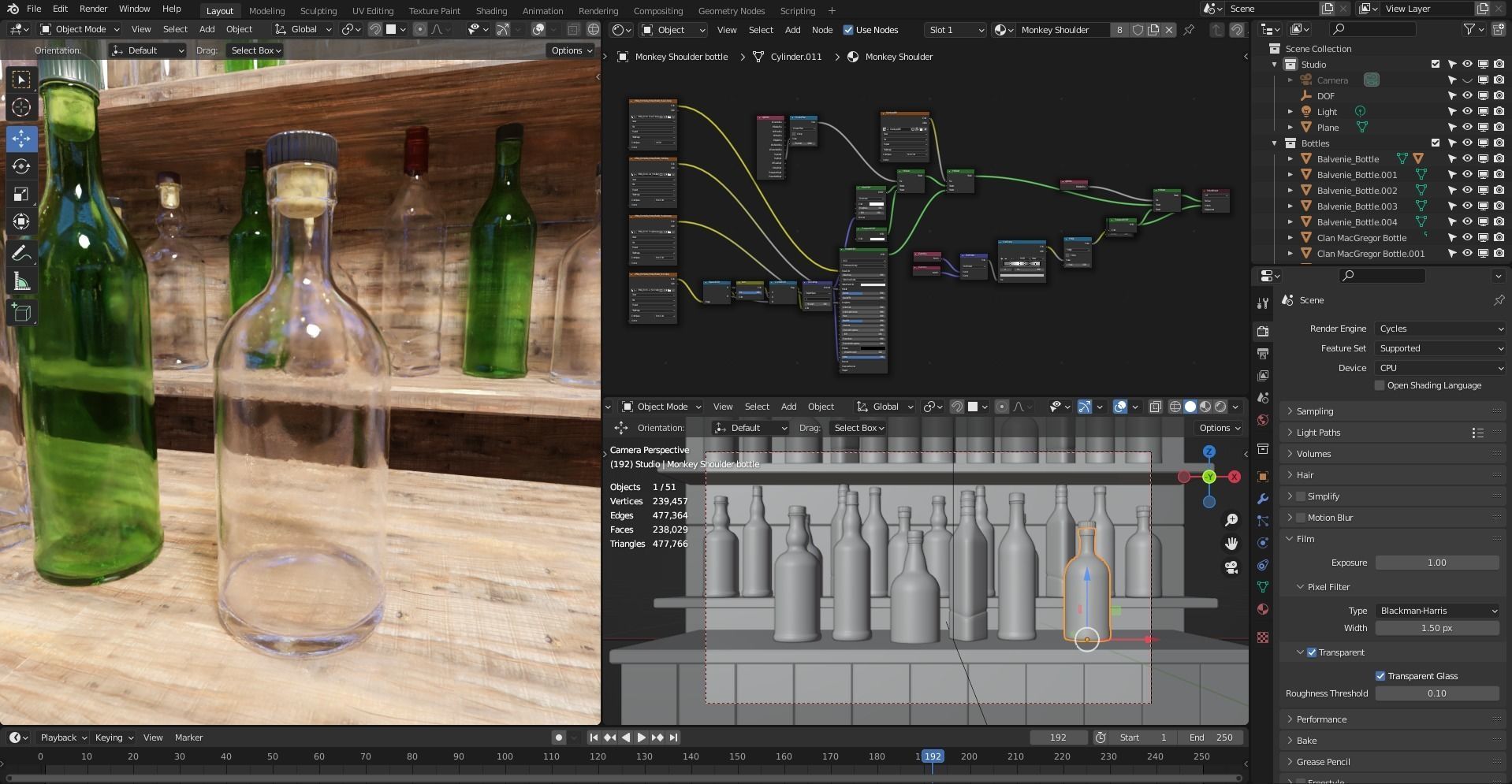 Whiskey bottles Low-poly 3D model_7