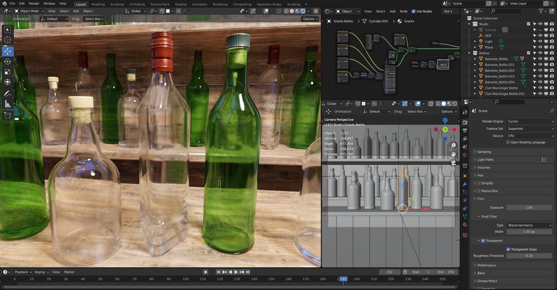 Whiskey bottles Low-poly 3D model_5