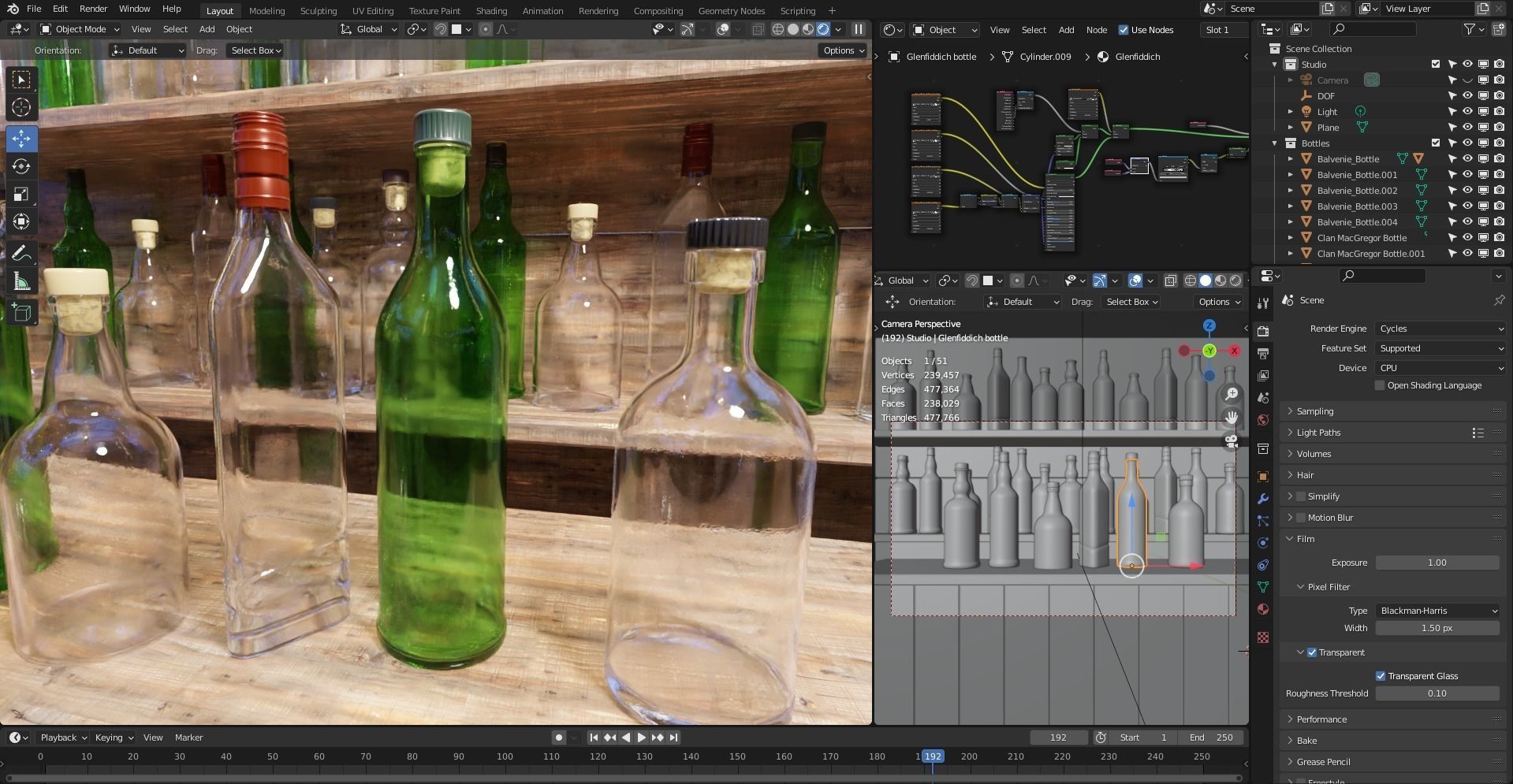 Whiskey bottles Low-poly 3D model_6