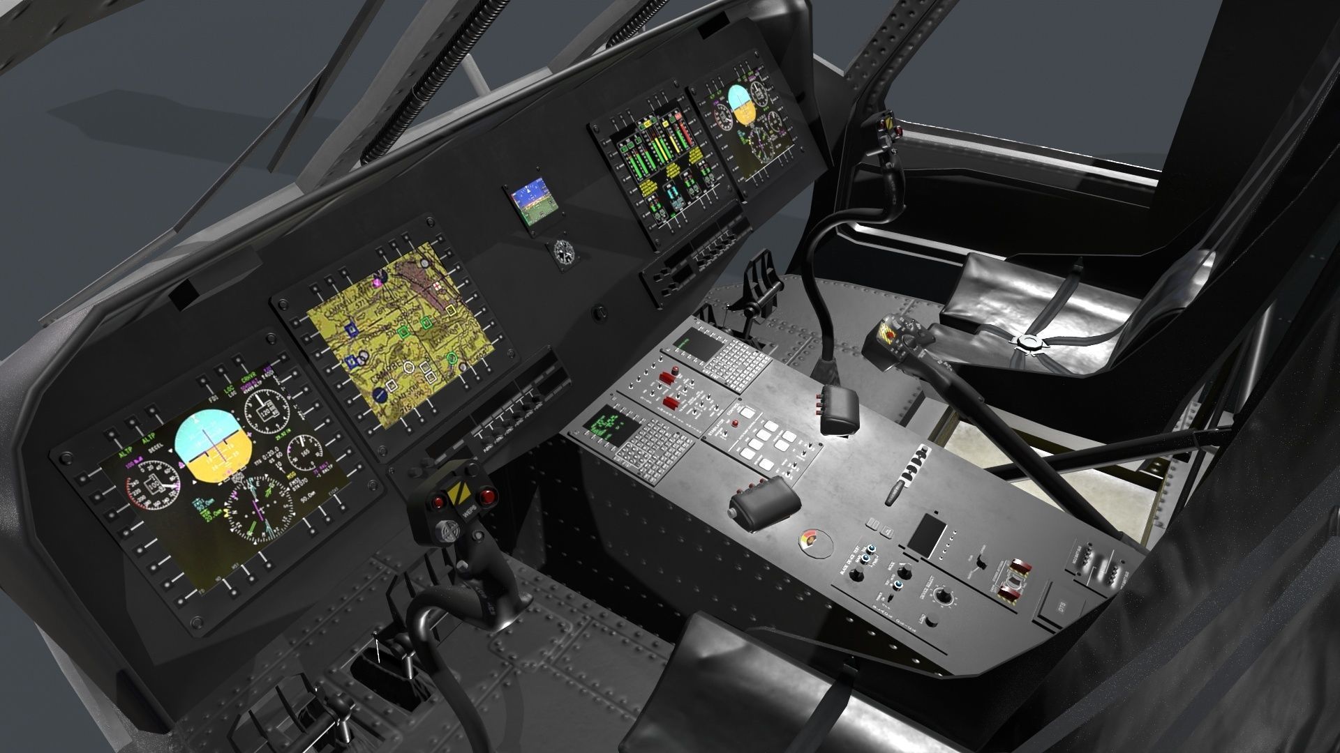 UH-60 Black Hawk Grey Static 3D model_17