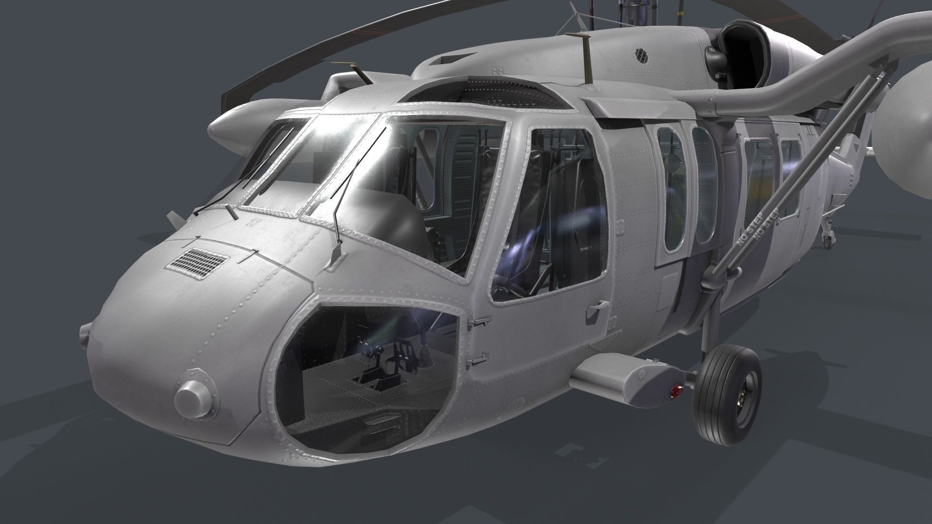 UH-60 Black Hawk Grey Static 3D model_6