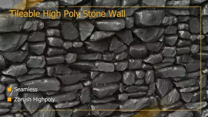 Tileable Stone Wall High Poly for Seamless Texture