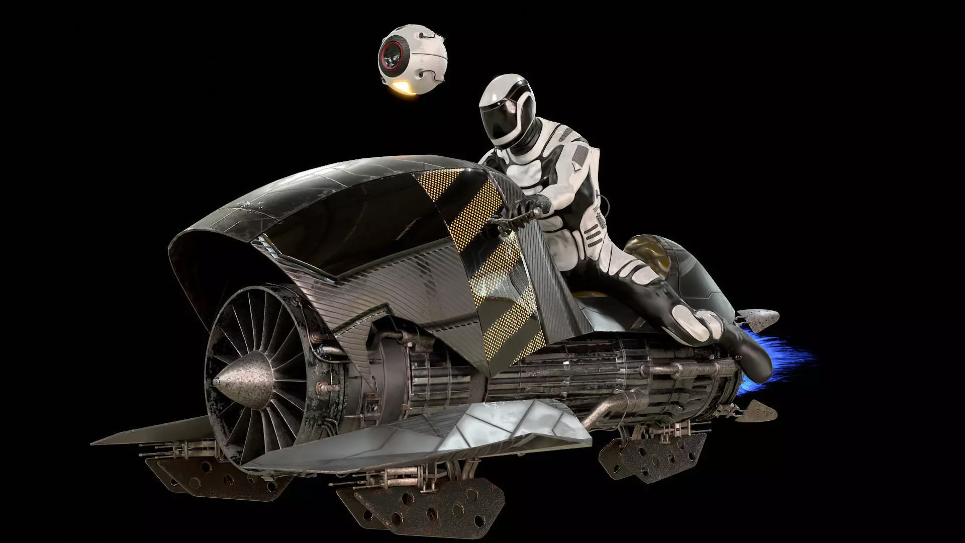 Sci Fi JetBike Rider Low-poly 3D model