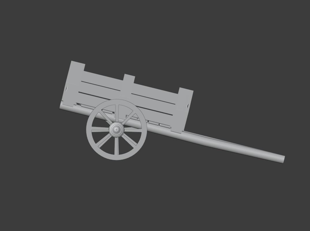 Low Poly Cart wooden wagon with bales of hay Low-poly 3D model_9