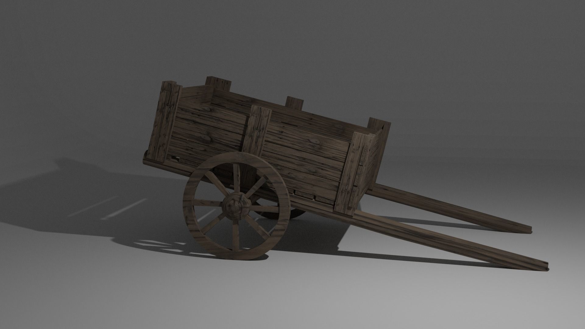 Low Poly Cart wooden wagon with bales of hay Low-poly 3D model_5