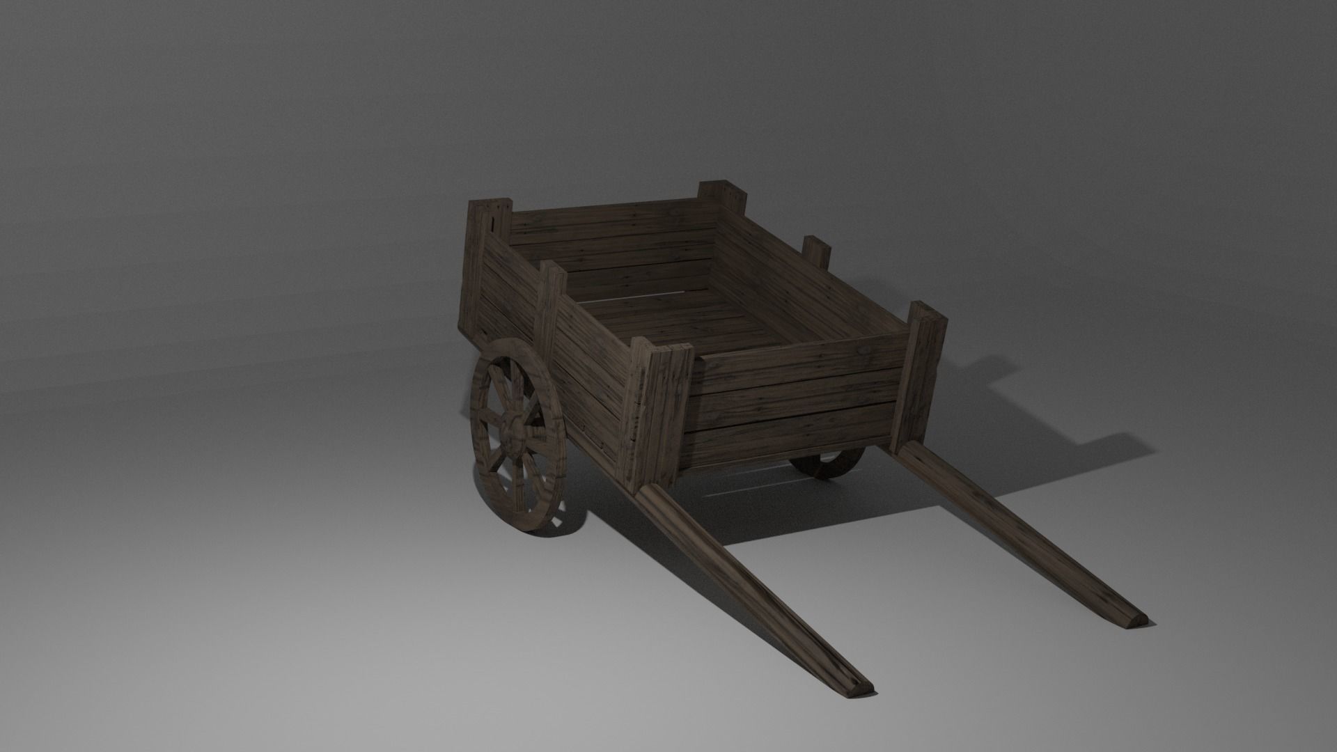 Low Poly Cart wooden wagon with bales of hay Low-poly 3D model_4