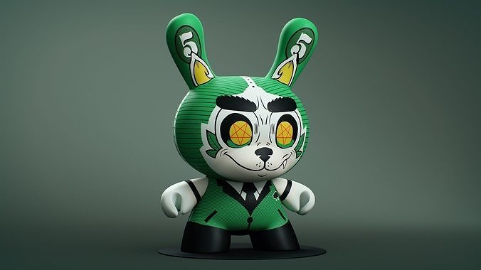Kidrobot Cash Wolf Green 5 inch Dunny by Josh Divine 3D model